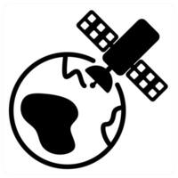 earth satellite icon concept in black color vector