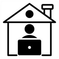 work from home icon concept in black color vector
