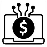 digital transaction icon concept in black color vector