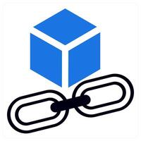blockchain link icon concept in blue color vector