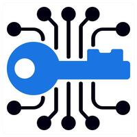 encryption key icon concept in blue color vector