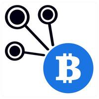 bitcoin network icon concept in blue color vector