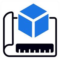 3d prototype icon concept in blue color vector
