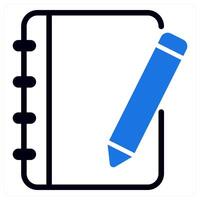 sketchbook icon concept in blue color vector