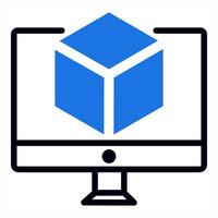 3d modeling icon concept in blue color vector