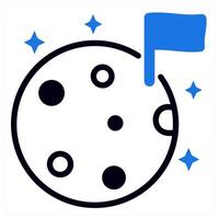 moon and space icon concept in blue color vector
