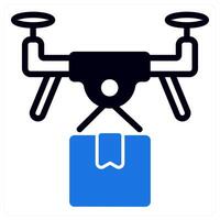 drone delivery icon concept in blue color vector