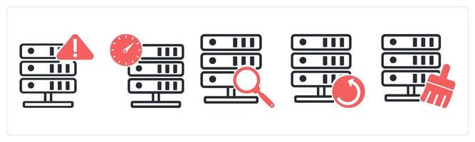 5 device icons as locked memory, connector, c cable in red color vector