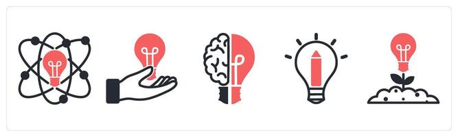 5 design icons as pantone, highlighter, color picker in red color vector
