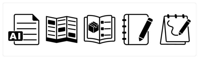5 design icons as ai file, flyer, catalog in black color vector