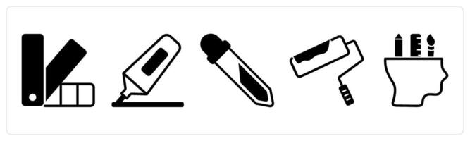 5 design icons as innovation idea, idea, brainstorming in black color vector