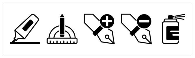 5 design icons as highlighter, conceptual design, add anchor in black color vector