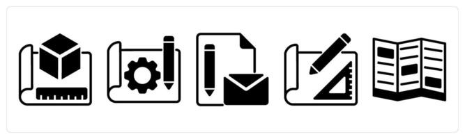 5 design icons as path point, blend tool, precision in black color vector