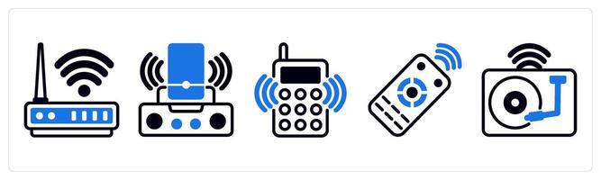 5 device icons as led light, led bulb, connector in blue color vector
