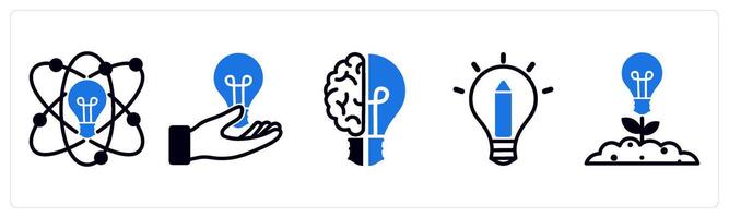 5 design icons as pantone, highlighter, color picker in blue color vector