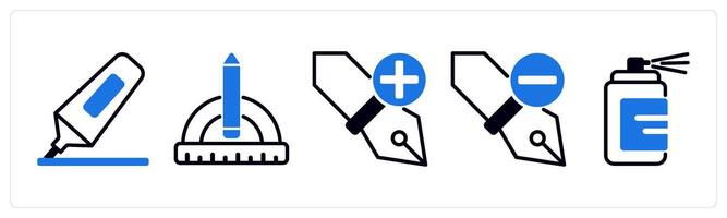 5 design icons as highlighter, conceptual design, add anchor in blue color vector