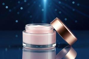Luxurious Pink Face Cream Jar with Gold Lid photo