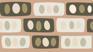 Oval Motif Grid with Earth Toned Bricks Backgroun vector