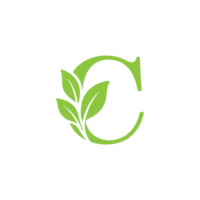 Green letter C with leaves inside it. png