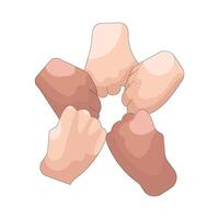 Diverse Hands Joining Together in Unity vector