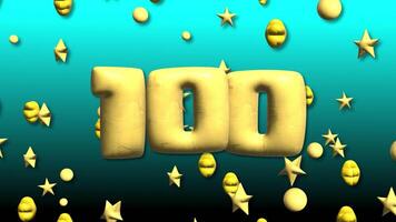 number 100 3d animation background with blue backdrop video