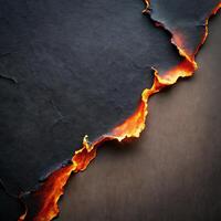 Fiery Divide, Abstract Visualization of Volcanic Edge on Dark Rock Surface photo