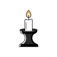 Candle lit on a candle stand logo design vector