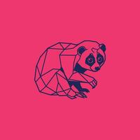 Geometric logo design of a panda bear on a pink background vector