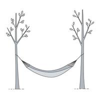 Hammock between two trees with leaves logo design vector