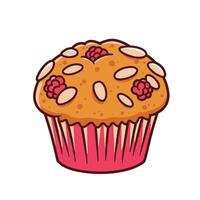 Muffin with raspberries on top logo design vector