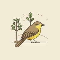 Bird is sitting on a branch logo design with trees in the background vector