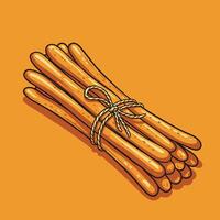 Bunch of pretzel rods tied with a string logo design vector