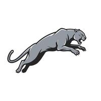 Logo design of a panther jumping over a white background vector