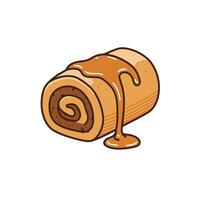Logo design of a chocolate roll with caramel sauce on it vector