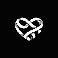 Black and white logo design of a knot in the shape of a heart vector
