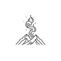 Logo design of a mountain with fire coming out of it vector