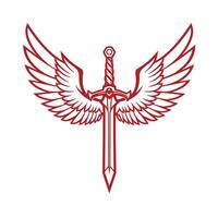 Sword with wings logo design vector