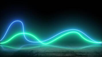 Animated light waves create dynamic display in dark space video