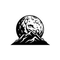Logo design of a mountain with the moon in the background vector