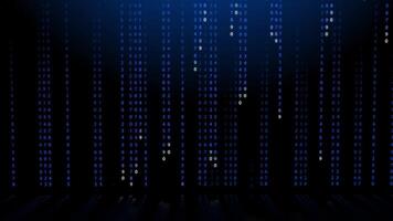 Visual representation of binary code flowing in a digital space video