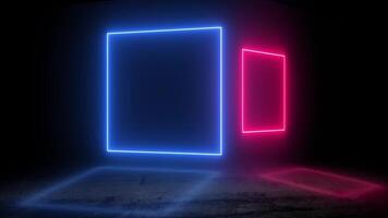 Neon light shapes create striking visual effects in dark environment video