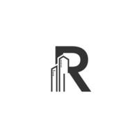 Logo design of buildings with letter R vector