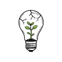 Logo design of a light bulb with plant inside vector