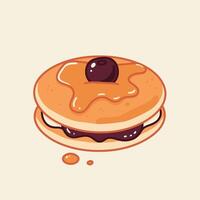 Logo design of pancakes with syrup and a cherry on top vector