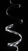 Abstract 3D vertical loop animation curve spiral twist trendy metallic chrome steel gasoline oil rainbow prism material colours gradient shiny smooth surreal fractal figure shape dark monochrome black video
