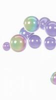 abstrato 3d vertical cromada pastel arco Iris cores gradiente metálico esferas bolhas blob ciclo animação 4k luz branco fundos futurista holográfico molecular química Ciência biologia fluido video