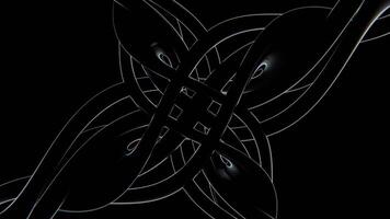 Abstract 3D horizontal liquid metallic twist double knot animation loop curve trendy figure shiny smooth gasoline steel spiral snake reptile surreal fractal monochrome black theme social media content video