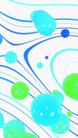 Abstract 3d vertcal flying bubbles sphere Frutiger Aero Y2K blue green gradient colors retro nostalgia dream groovy liquid reflection connection harmony trendy advertisement cover loop animation video