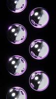 Abstract 3D vertical chrome metallic silver technology science molecules industrial sphere neon colors gradient circles connection loop animation futuristic groovy pop funky particles shiny concepts video