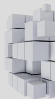 Abstract 3D vertical cubes blocks mosaic tile futuristic modern shape light white motion render graphic loop science animation element fisheye effect distortion geometry teamwork business tech video